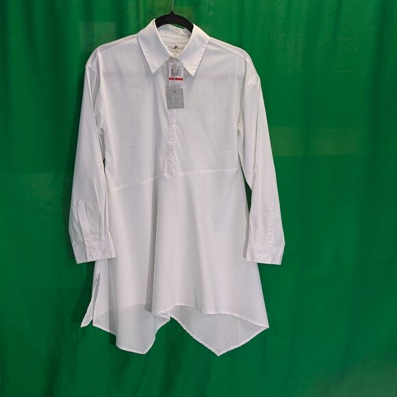 NWT Cupio Size XS White Asymmetrical Button Down Blouse - Picture 1 of 16